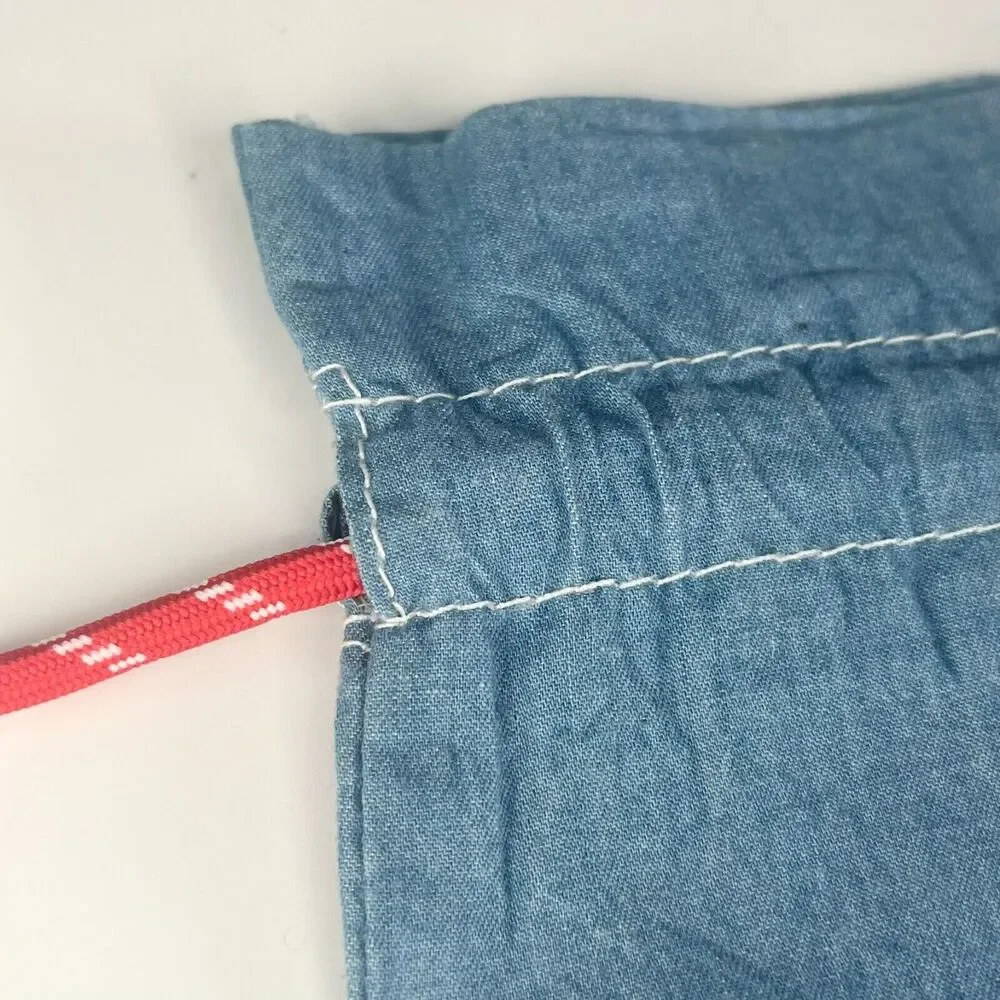 Sephora Play! Soft Denim Drawstring Cloth MakeUp Delicates Travel Bag Blue New